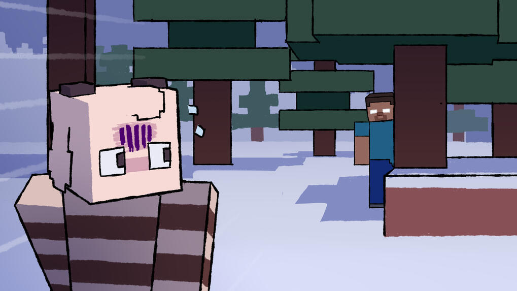 Um exemplo de thumbnail minha jogando minecraft com o mode "From the fog"